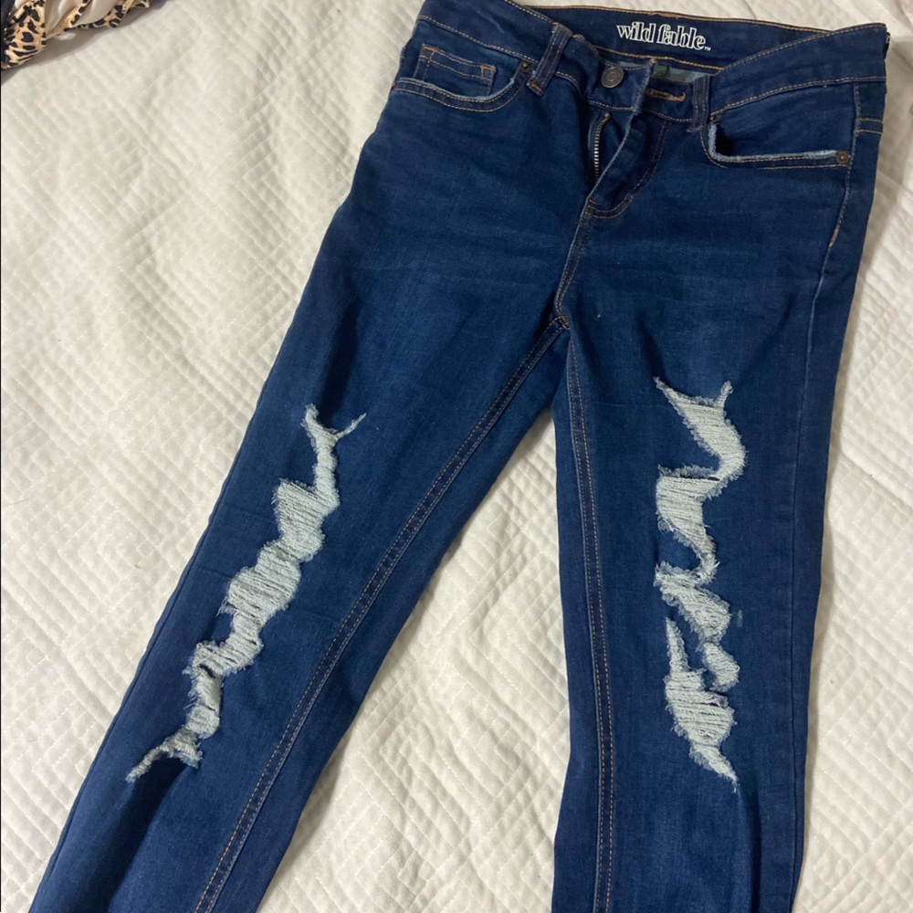 Dark Blue Wild Fable ripped jeans, size: 2, never worn, very good condition